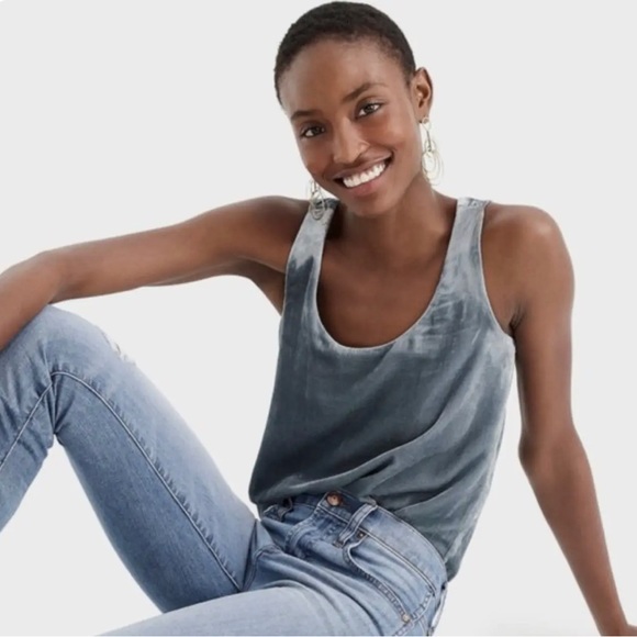 NWT J. Crew Ultraluxe Velvet Tank in Gentle Sea - Picture 4 of 9